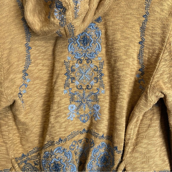 New Johnny Was Biya Boho Embroidered Hooded Cardigan in Taupe  M - Picture 10 of 15